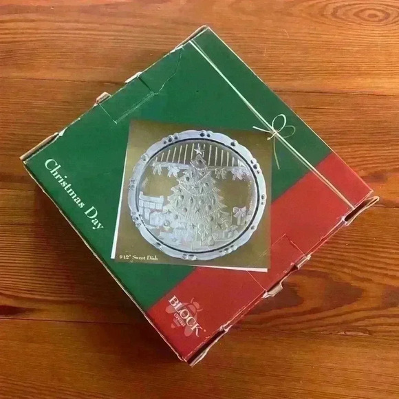 Block Crystal Christmas Day Serving Tray..Vintage - Picture 7 of 7